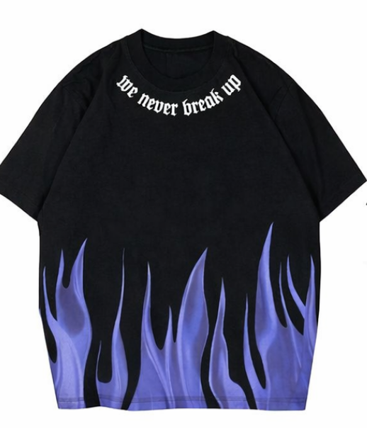 Gothic Flames T-Shirt | Purple Flames Design | Oversized T-Shirt | 100% Pure Cotton