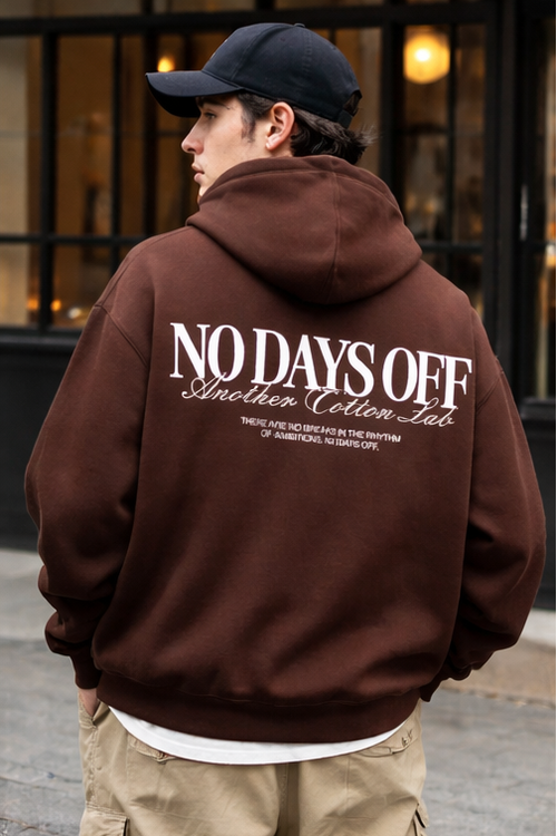 No Days Off Hoodies Design | Brown Color Hoodies with Bold Text Style |Pure Cotton Hoodies |