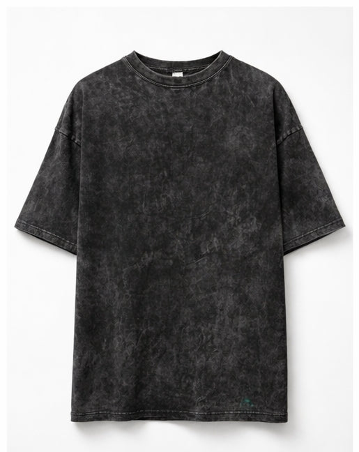 Cybernetic Warrior Acid Wash T-Shirt | Oversized Black T-Shirt
