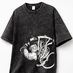 Cybernetic Warrior Acid Wash T-Shirt | Oversized Black T-Shirt