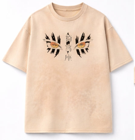 Akaza Acid Wash T-Shirt | Beige Oversized T-Shirt 💫