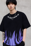 Gothic Flames T-Shirt | Purple Flames Design | Oversized T-Shirt | 100% Pure Cotton